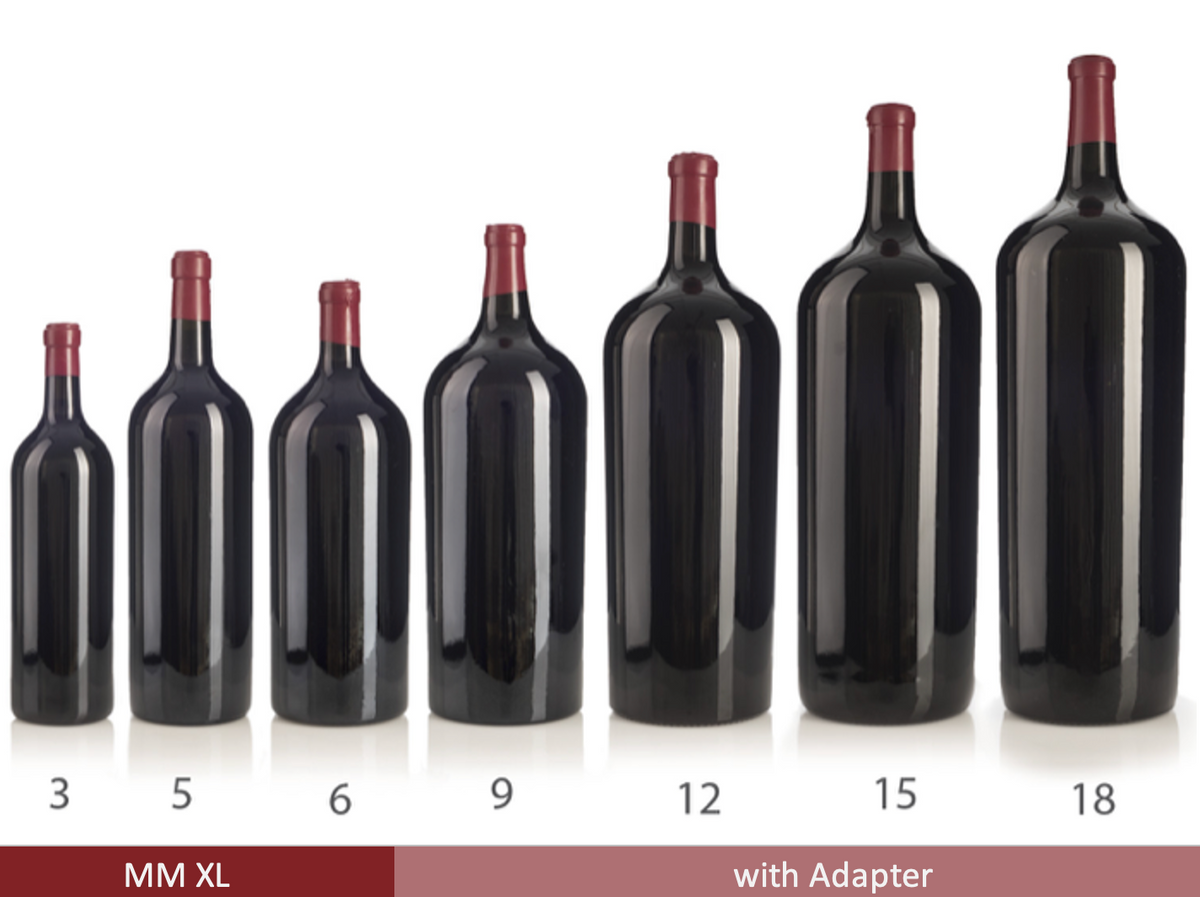 Bottle formats the MagnuMaster XL holds — diagram